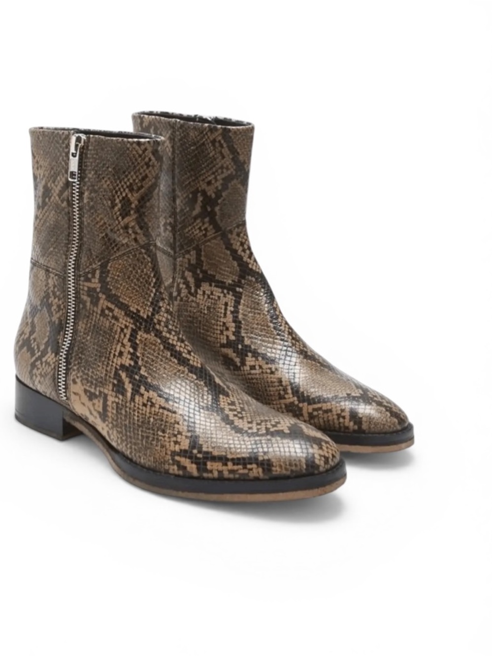 FREE PEOPLE women’s Luna Natural Snakeskin Print Leather Ankle Boots Size 38